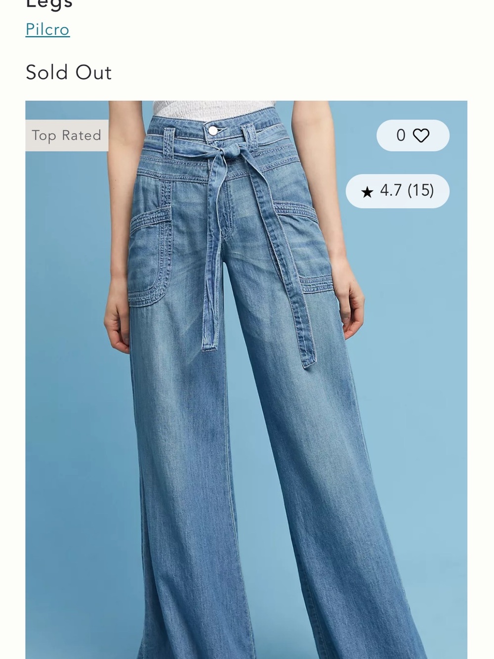 Anthropologie Pilcro Ultra High-Rise Tie-Waist Wide-Legs 25 - Picture 5 of 5